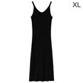 thumbnail image 1 of Vestido Con Cuello En V Sin Mangas De Punto Color Sólido Vestido Largo Y Delgado Sexy, Negro, XL sidaley AP001368-08B, 1 of 7