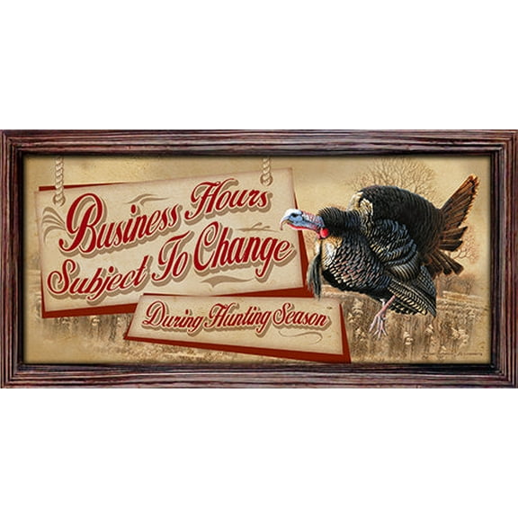 Business Hours Subject To Change During Hunting Season Turkey Novelty Sign | Indoor/Outdoor | Funny Home Décor for Garages, Living Rooms, Bedroom | SignMission personalized gift Wall