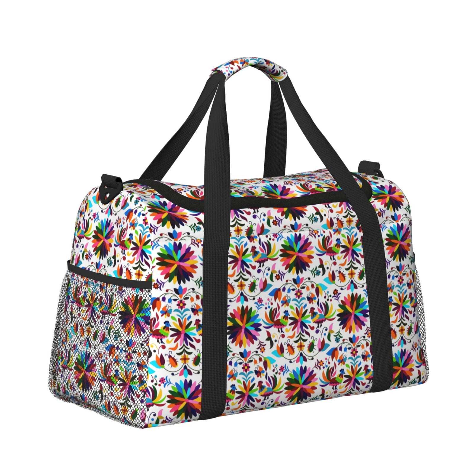 Fuzoiu Mexican Bright Style Print Travel Duffle Bag,Carry On Tote Bags,Duffel Bag,Sport Gym Bag, Hospital Bag for Labor and Delivery, Overnight Bag,Luggage Bag