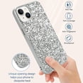 thumbnail image 5 of Compatible with iPhone 14 Case Luxury Glitter Sparkle Bling Shiny Case Hard PC Shockproof Full Camera Lens Protective Case for iPhone 14 6.1 Inch - Sliver, 5 of 14