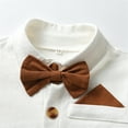 thumbnail image 5 of EnJoCho Boys Matching Short Sleeve Shirt And Shorts Set Toddler Boy Suit Lapel Short Sleeved Jumpsuit With Bow Tie Shorts With Gentleman Shorts, 5 of 8