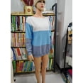 thumbnail image 4 of Women's Striped Sweater Boat Neck Knitted Sweater Casual Long Sleeve Pullover Fashion Sweater Top, 4 of 9