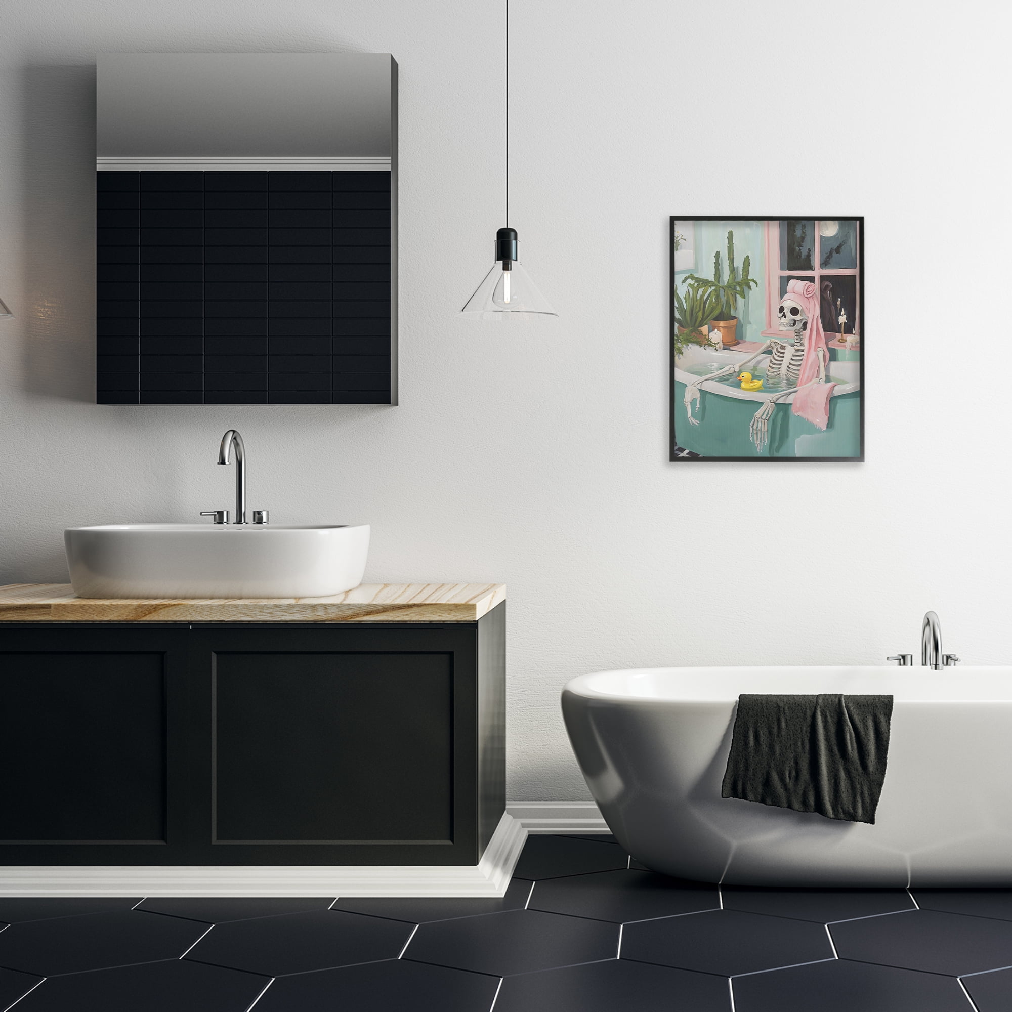 Stupell Industries Midnight Soak Skeleton Black Framed Giclee Art, design by The Prints Vibe