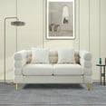 thumbnail image 3 of Atumon 60" Cloud Sofa Couch, 2-Seat Modern Teddy Loveseat Sofa with Plush Boucle Fabric & 2 Pillows, Overstuffed Deep Seating with Solid Wood Frame & Gold Metal Legs, 60"L x 32"W x 28"H, White, 3 of 10
