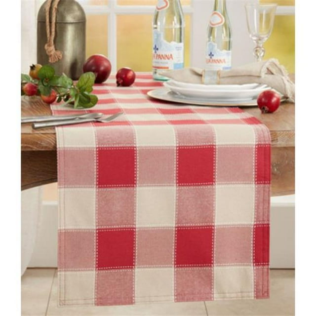 Saro Lifestyle 8571.R1690B Chemin de Table à Carreaux Cousu 16 x 90 Po, Rouge