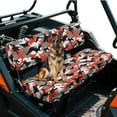 thumbnail image 2 of Uorisanigo UTV Seat Cover, Non-Slip Orange Black Camouflage Bench Seat Cover with Elastic Band, Dustproof Anti UV Windproof All Weather Padded Protector for Kawasaki Mule 3000 3010 3020, 2 of 7