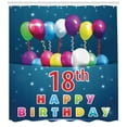 thumbnail image 3 of Ambesonne Colorful Shower Curtain, 18 Birthday Balloons, 69"Wx84"L, Blue and White, 3 of 3
