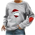 thumbnail image 1 of CEHVOM Automne et Hiver Femmes Chandail de Noël Imprimé Col Rond Manches Longues Blouse Unie Hauts Chandails, 1 of 4