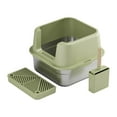 thumbnail image 4 of kusrkot Cat Litter Box Cat Litter Container High Side Anti Splashing Pet Litter Tray Olive, 4 of 9