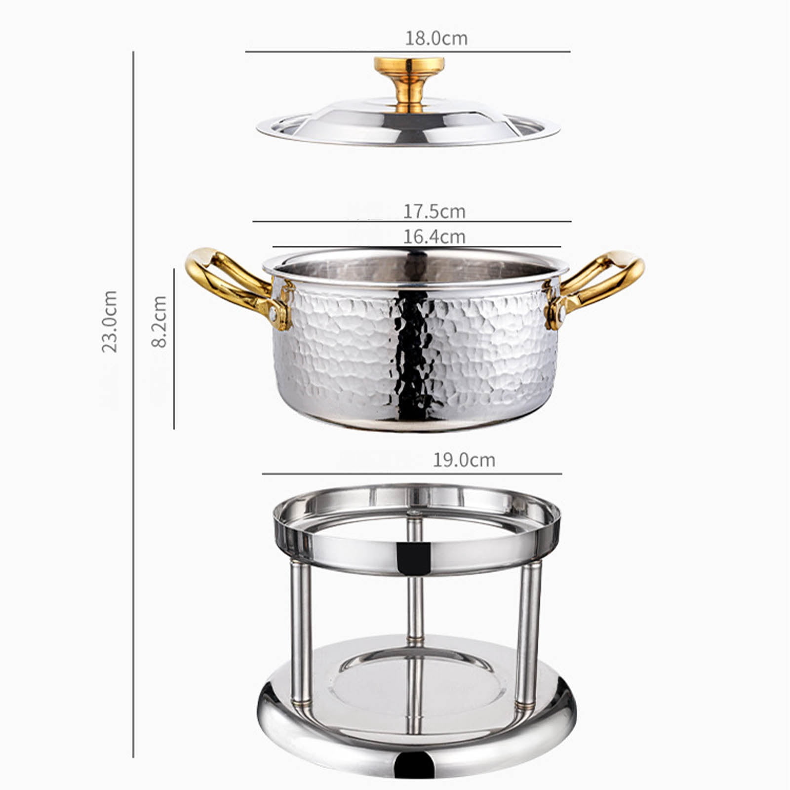 Small Hot Pot, Single Small Hot Pot Made of Thickened Stainless Steel, Camping Cookware Set, Portable Camping Gas Stove, Small Hot Pot with Lid, Pots for Picnic and Camping