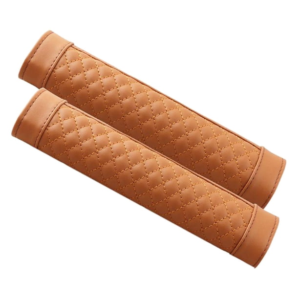 2 almohadillas para cinturón de seguridad de cuero sintético para coche, funda para arnés de hombro marrón