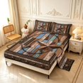 thumbnail image 2 of Homewish Vintage Stars Queen Sheets,Rustic Farmhouse Cabin Queen Sheet Sets,Brown,4pcs,1 Flat Sheet, 1 Fitted Sheet and 2 Pillowcases, 2 of 6