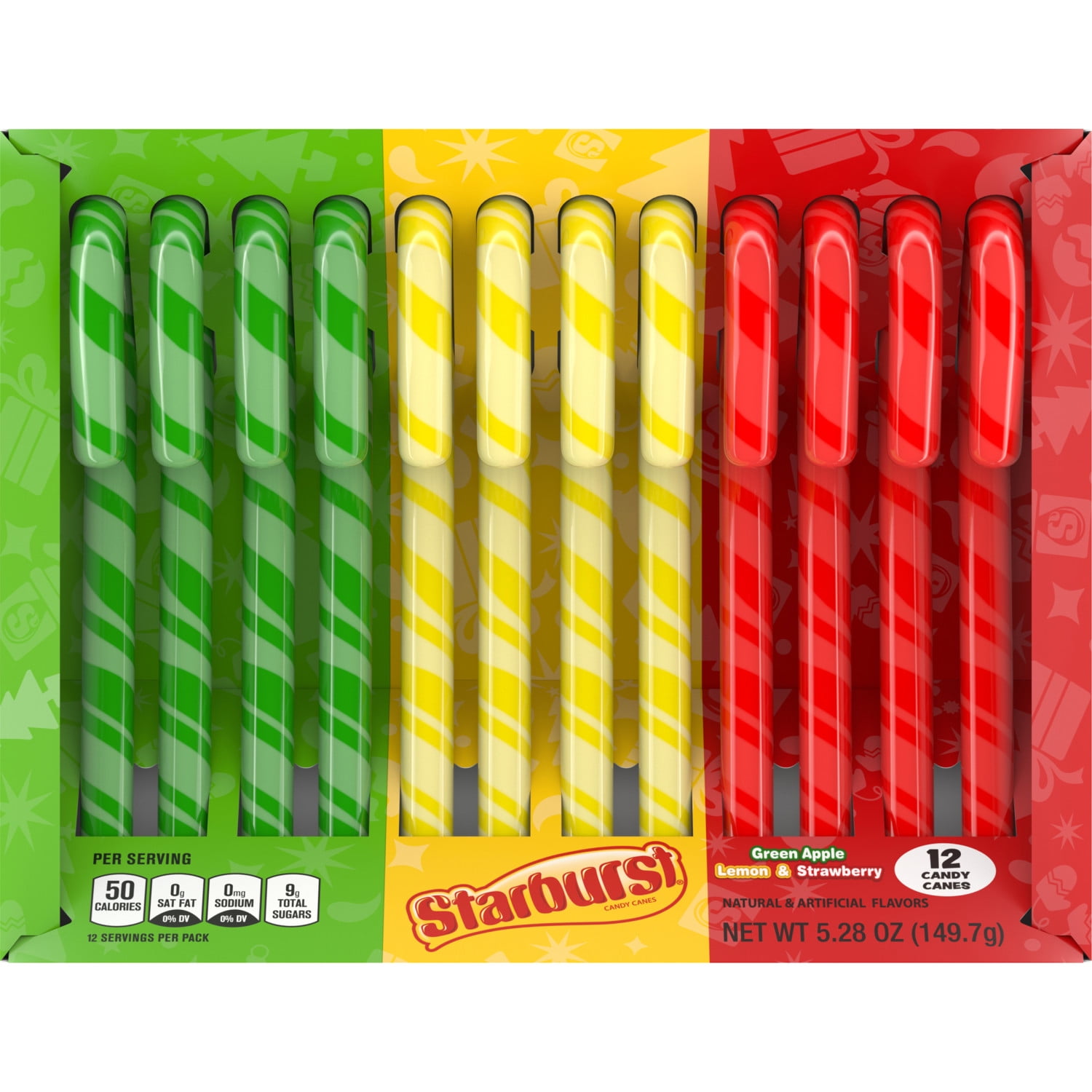 Starburst, Christmas, Assorted Candy Canes Box, 5.28 oz, 12 Count