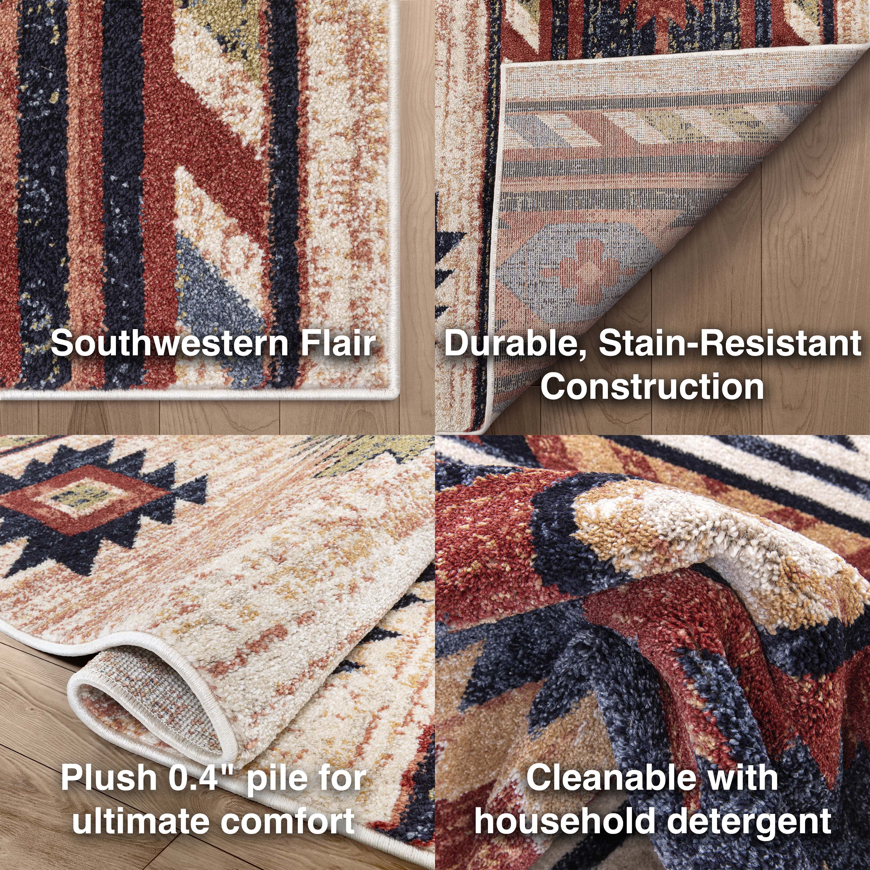 Well Woven Tulsa Southwestern Area Rug, 6.58' x 9.25', Shed Free Yarn, Durable, Machine Made