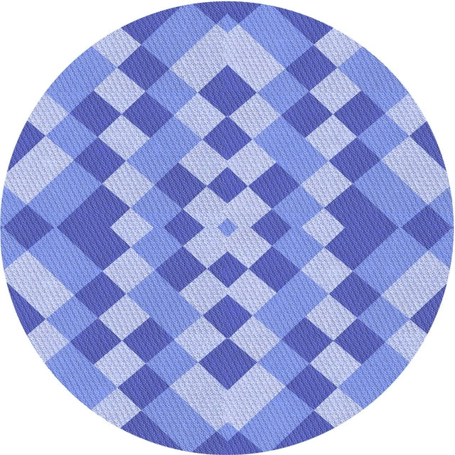 Ahgly Company Tapis d'Intérieur Rond Lavable en Machine Ruban Bleu Transitionnel, 4 Pieds Rond