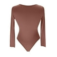 thumbnail image 4 of WMTBSRSW Tummy Control Bodysuit for Women Half Zipper Long Sleeve Bodysuits Tops Scoop Neck Body Suit Basic Going Out T Shirt Tops, 4 of 5