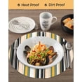 thumbnail image 3 of 15 Inch Round Placemats Set of 6, Green Yellow Black Striped Non Slip Heat Insulation PP Table Mats, Modern Stripes Art Farmhouse Washable Place Mats for Kitchen Dining Party Table Decor, 3 of 7