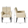 thumbnail image 3 of Costway Executive Guest Chair Reception  Arm Chair w/Rubber Wood Legs Beige, 3 of 11