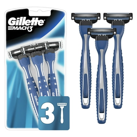 Gillette Mach3 Men’s Disposable Razors, 3 Count, Blue