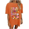 thumbnail image 2 of Sakmal Short Sleeve Summer Tops for Women Crew Neck Orange Graphic Loose Fit Tunic Ladies Shirts, 2 of 7