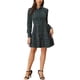 thumbnail image 1 of Vestido A-Line de Manga Larga con Cuello de Punto y Botones de Cuadros para Mujeres Chic INSPIRE en Verde, 1 of 7