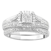1/3 Carat T.W. Nine Stone Diamond Bridal Set in Sterling Silver