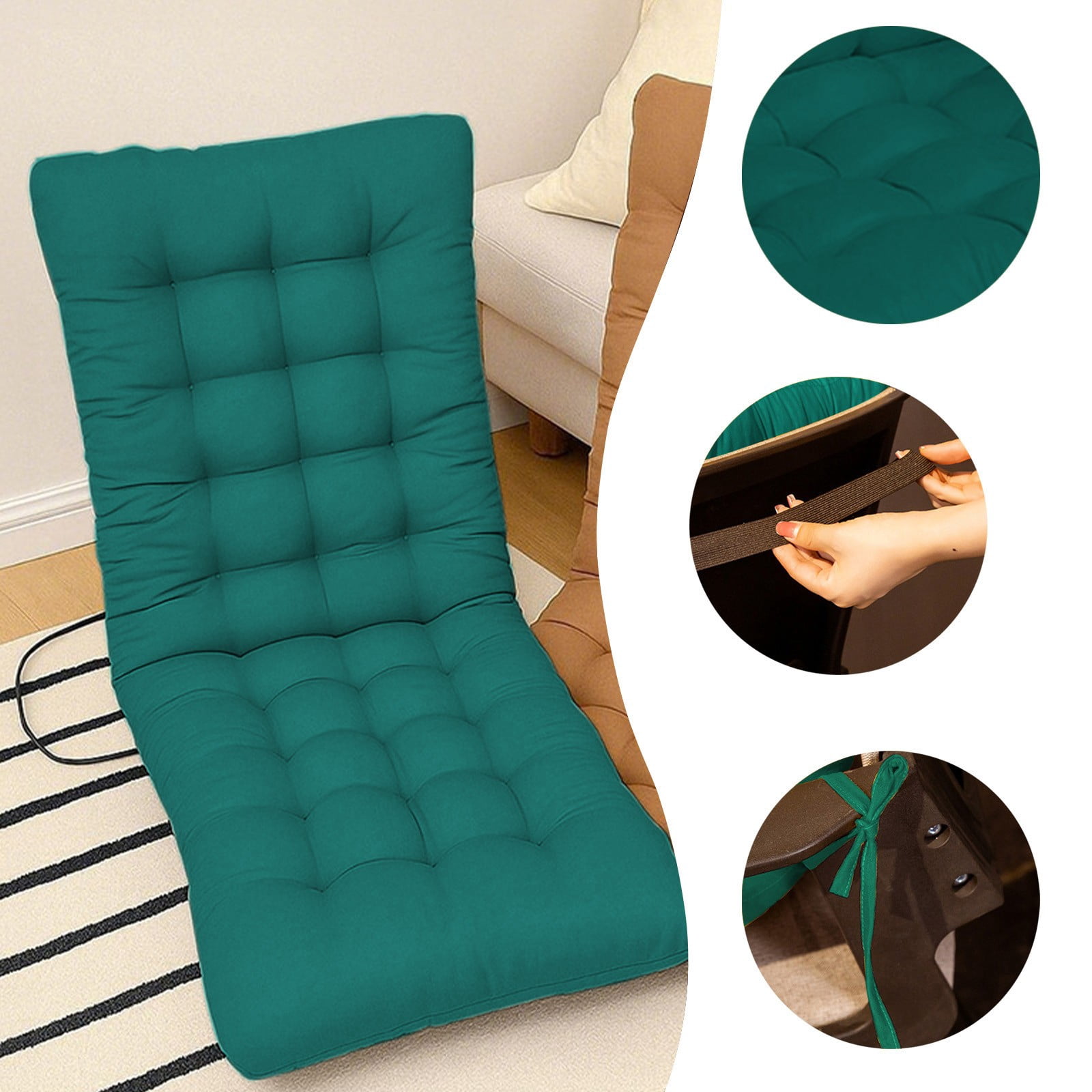 Tyidzon Seat Cushion Outdoor Chair Cushion, Patio Chair Cushion with Tie, Tufted Replacement for Patio Furniture, 14X28 Inches