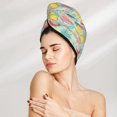 thumbnail image 2 of Yiaed Bright Peach Print Hair Cap with Button,Coral Fleece Hair Towel Wrap for Women Wet Hair,Quick Dry Turban for Wet Hair Long Thick Hair, 2 of 5