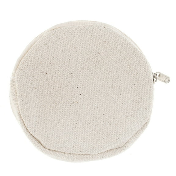 Aspire 60-Pack Beige Round Zipper Pouches, DIY Round Canvas Coin Purs 4 Inch, Christmas Gift Bag