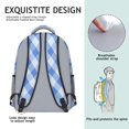 thumbnail image 5 of Blue and White Checkered Pattern Backpack for School, Cute School Bag with Adjustable Shoulder Straps and Padded Back, 15.3"x11"x6.7", 5 of 5