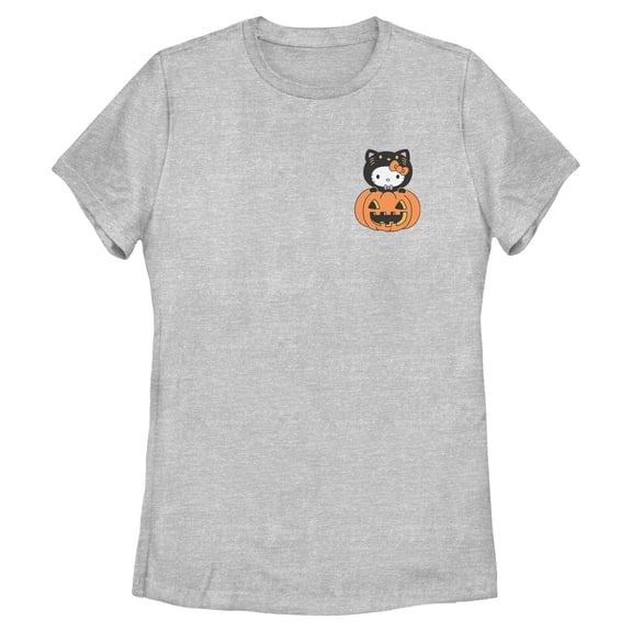 Womens Hello Kitty Halloween Pumpkin and Kitty Pocket T Shirt