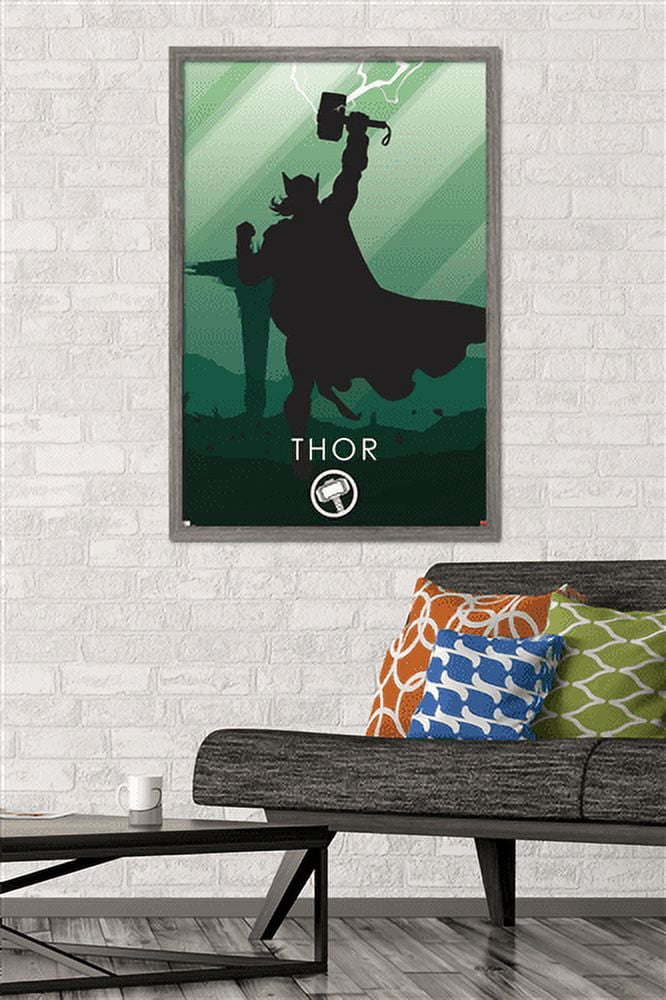 Marvel Heroic Silhouette - Thor Wall Poster, 22.375" x 34", Framed