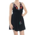 thumbnail image 2 of FREE PEOPLE Womens Black Embroidered Tasseled Sleeveless Dress L, 2 of 3