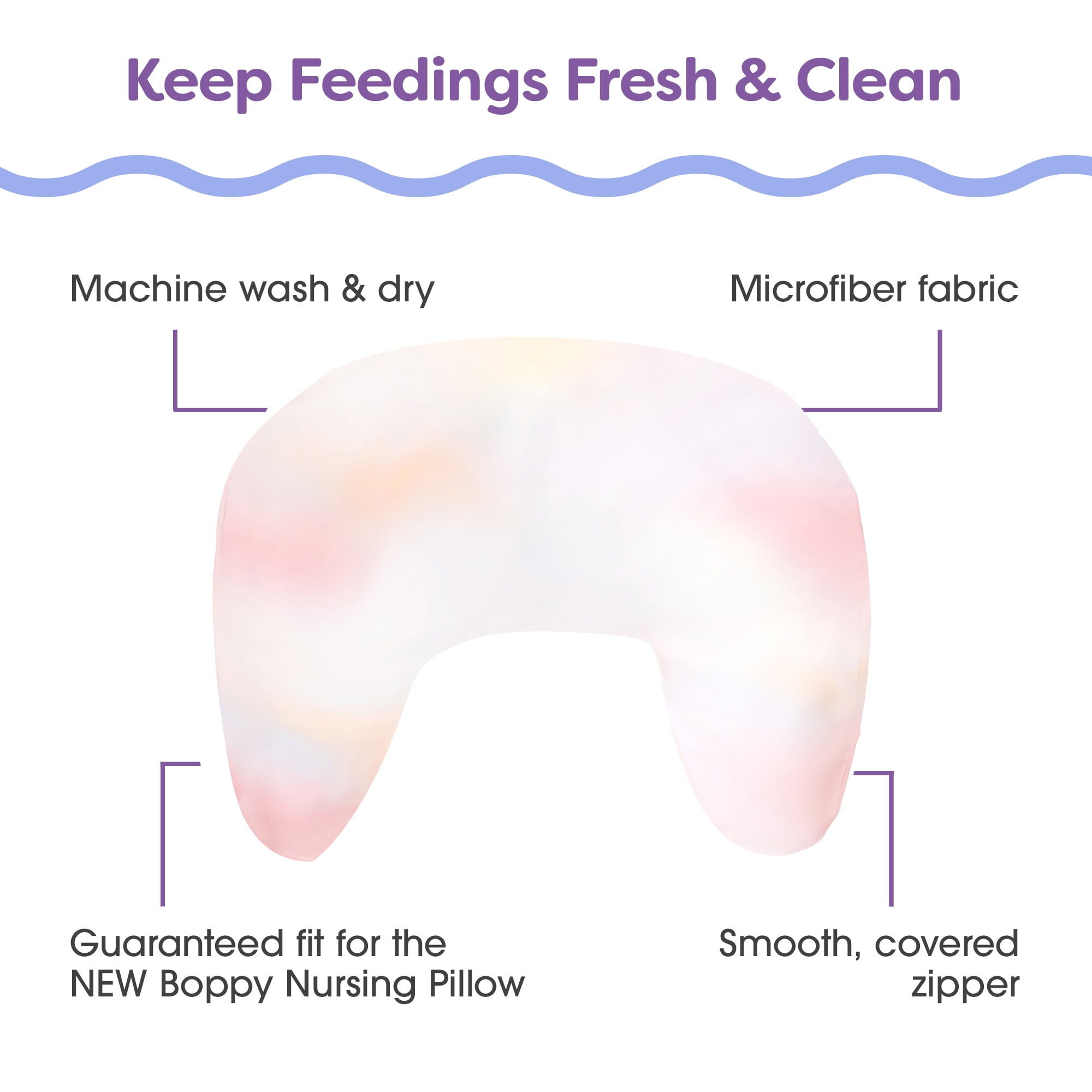 Boppy New Nursing Pillow Cover, Rainbow Sherbet