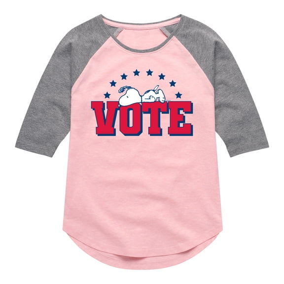 Peanuts - Vote Snoopy - Toddler & Youth Girls Raglan Graphic T-Shirt