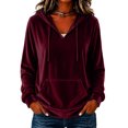 thumbnail image 2 of Resicozy Women Oversized Hoodie 2026 Long Sleeve Pullover Sweatshirt with Pocket Drawstring Wine L, 2 of 5