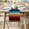 thumbnail image 2 of Cotton Linen Mexican Serape Dining Table Runne Non-Slip Heat Resistant Table Runners for Family Dinner Kitchen Table, Colorful Stripes 13x70 Inch, 2 of 7