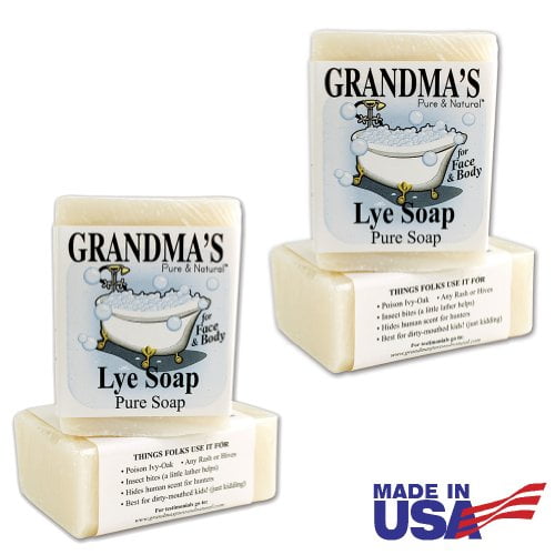 Grandma's Pure Lye Soap Bar 6.0 oz Unscented Face & Body Wash Cleans