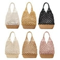 thumbnail image 2 of Bolsa de Paja de Embrague Salvador Bolsa de Playa Tote de Tejido de Red de Pesca para Mujer Blanco, 2 of 6