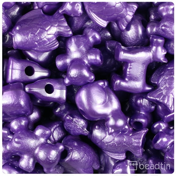 BeadTin Dark Purple Pearl Pet Parade Pony Beads (2oz)