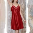 thumbnail image 2 of Lovskoo Women 2024 Sleepwear Satin Lace Chemise Nightgown Full Sleepwear Watermelon Red, 2 of 5