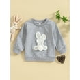 thumbnail image 3 of Jxzom Toddler Baby Girl Easter Outfit Fuzzy Bunny Embroidery Sweatshirt Shirt 6M 12M 18M 2T 3T Long Sleeve Crewneck Pullover Sweater Tops, 3 of 8