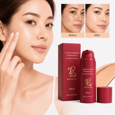 Korean Color Changing Foundation, Tone-Adapting Skin Tint with Broad Spectrum SPF 15, Conceals Blemishes & Fine Lines, Suitable for All Skin Types, 1.01 fl oz