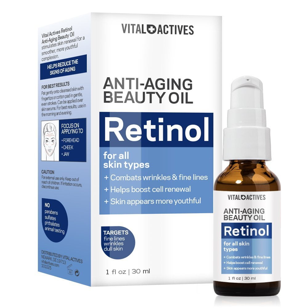 Vital Actives Anti Aging Retinol Beauty Oil 1oz 30ml Walmart Com