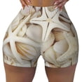 thumbnail image 2 of Logiee Starfishes On Seashells Print Women's Biker Shorts,Workout Gym Shorts,Scrunch Shorts,Tummy Control Hidden Scrunch Running Yoga Shorts-X-Large, 2 of 8