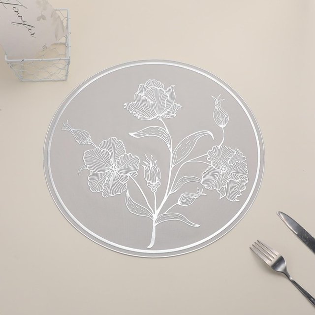 Set de Table Rond Nouveau Style Chinois Fleur d'Hibiscus Hôtel Restaurant Haut de Gamme Isolation