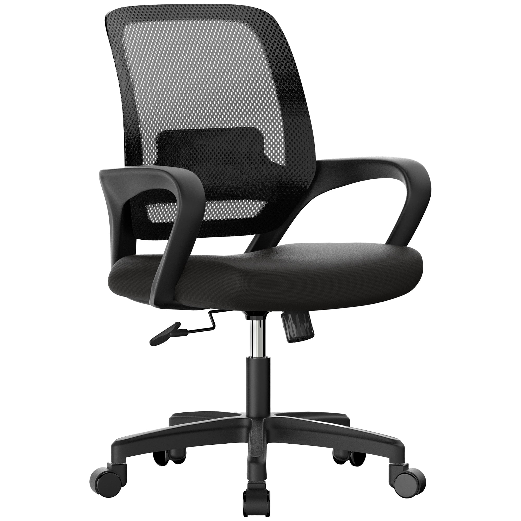 CELTOSS Ergonomic Home Office Chair, Mid Back Lumbar Support Desk Chair, Adjustable Height with Armrests for Adults, Black