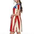 thumbnail image 2 of Fotbe Robe Motif Drapeaux Américains 2 Robe Décontractée Mode Femme Manches Courtes Robe Maxi Robe T-Shirt Rayée Longue à Blocs de Couleur, 2 of 6