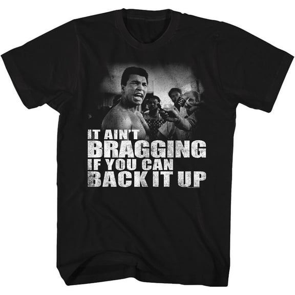 Muhammad Ali Distressed Back It Up Black Adult T-Shirt Xlt