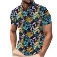thumbnail image 2 of Awdenio Mens T-shirt Summer Button Printed Short Sleeved Lapel Top Eye-Catching Vintage Style Clothing,Size XS-4XL, 2 of 5